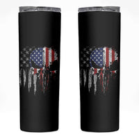 Funny 4th Of July Vintage American Flag Skull Skeleton Skinny Tumbler - Wonder Print Shop