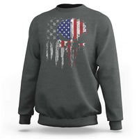 Funny 4th Of July Vintage American Flag Skull Skeleton Sweatshirt - Wonder Print Shop