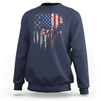 Funny 4th Of July Vintage American Flag Skull Skeleton Sweatshirt - Wonder Print Shop