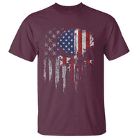 Funny 4th Of July Vintage American Flag Skull Skeleton T Shirt - Wonder Print Shop