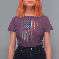 Funny 4th Of July Vintage American Flag Skull Skeleton T Shirt For Women - Wonder Print Shop