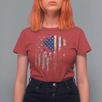 Funny 4th Of July Vintage American Flag Skull Skeleton T Shirt For Women - Wonder Print Shop
