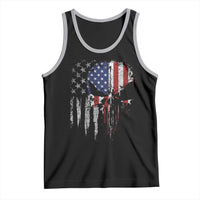 Funny 4th Of July Vintage American Flag Skull Skeleton Tank Top - Wonder Print Shop