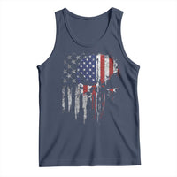 Funny 4th Of July Vintage American Flag Skull Skeleton Tank Top - Wonder Print Shop