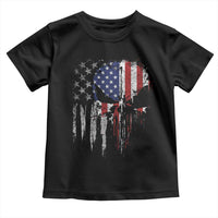Funny 4th Of July Vintage American Flag Skull Skeleton Toddler T Shirt - Wonder Print Shop