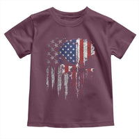 Funny 4th Of July Vintage American Flag Skull Skeleton Toddler T Shirt - Wonder Print Shop