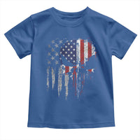 Funny 4th Of July Vintage American Flag Skull Skeleton Toddler T Shirt - Wonder Print Shop