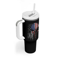 Funny 4th Of July Vintage American Flag Skull Skeleton Tumbler With Handle - Wonder Print Shop