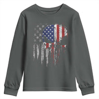 Funny 4th Of July Vintage American Flag Skull Skeleton Youth Sweatshirt - Wonder Print Shop