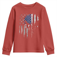 Funny 4th Of July Vintage American Flag Skull Skeleton Youth Sweatshirt - Wonder Print Shop