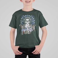 4th Of July Liberty Or Death T Shirt For Kid Statue Of Liberty Skull American Flag - Wonder Print Shop