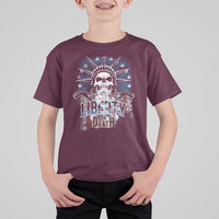 4th Of July Liberty Or Death T Shirt For Kid Statue Of Liberty Skull American Flag - Wonder Print Shop