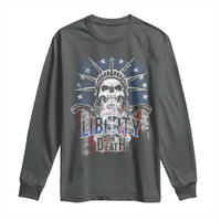 4th Of July Liberty Or Death Long Sleeve Shirt Statue Of Liberty Skull American Flag - Wonder Print Shop