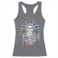 4th Of July Liberty Or Death Racerback Tank Top Statue Of Liberty Skull American Flag - Wonder Print Shop
