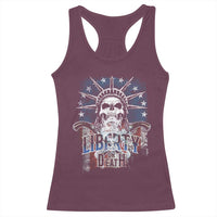 4th Of July Liberty Or Death Racerback Tank Top Statue Of Liberty Skull American Flag - Wonder Print Shop