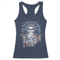 4th Of July Liberty Or Death Racerback Tank Top Statue Of Liberty Skull American Flag - Wonder Print Shop