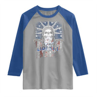 4th Of July Liberty Or Death Raglan Shirt Statue Of Liberty Skull American Flag - Wonder Print Shop