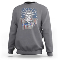 4th Of July Liberty Or Death Sweatshirt Statue Of Liberty Skull American Flag - Wonder Print Shop
