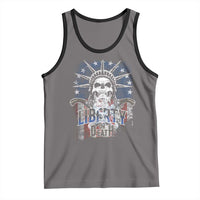 4th Of July Liberty Or Death Tank Top Statue Of Liberty Skull American Flag - Wonder Print Shop