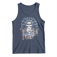 4th Of July Liberty Or Death Tank Top Statue Of Liberty Skull American Flag - Wonder Print Shop