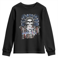 4th Of July Liberty Or Death Youth Sweatshirt Statue Of Liberty Skull American Flag - Wonder Print Shop