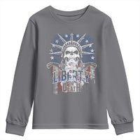 4th Of July Liberty Or Death Youth Sweatshirt Statue Of Liberty Skull American Flag - Wonder Print Shop