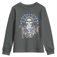 4th Of July Liberty Or Death Youth Sweatshirt Statue Of Liberty Skull American Flag - Wonder Print Shop