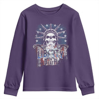 4th Of July Liberty Or Death Youth Sweatshirt Statue Of Liberty Skull American Flag - Wonder Print Shop