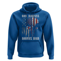 Funny One Badass Bonus Dad Hoodie Step Dad Fathers Day 4th Of July American Flag Skull - Wonder Print Shop