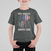 Funny One Badass Bonus Dad T Shirt For Kid Step Dad Fathers Day 4th Of July American Flag Skull - Wonder Print Shop