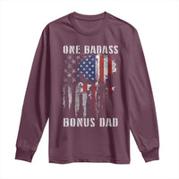 Funny One Badass Bonus Dad Long Sleeve Shirt Step Dad Fathers Day 4th Of July American Flag Skull - Wonder Print Shop