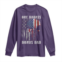 Funny One Badass Bonus Dad Long Sleeve Shirt Step Dad Fathers Day 4th Of July American Flag Skull - Wonder Print Shop