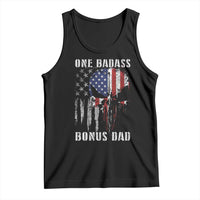 Funny One Badass Bonus Dad Tank Top Step Dad Fathers Day 4th Of July American Flag Skull - Wonder Print Shop