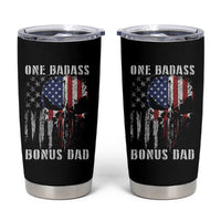 Funny One Badass Bonus Dad Tumbler Cup Step Dad Fathers Day 4th Of July American Flag Skull - Wonder Print Shop