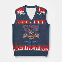 1776 National Champions 250th Anniversary USA V-Neck Knit Sweater Vest Land Of The Free Home Of The Brave
