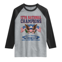 1776 National Champions 250th Anniversary USA Raglan Shirt Land Of The Free Home Of The Brave