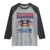 1776 National Champions 250th Anniversary USA Raglan Shirt Land Of The Free Home Of The Brave