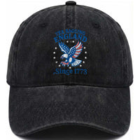 Tea Bagging England Since 1773 Washed Cotton Baseball Cap Patriotic Eagle 4th of July