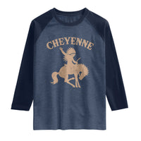 Cheyenne State Native American Cowboy Rodeo Raglan Shirt