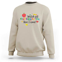 Watch Out Kindergarten Here I Come Sweatshirt Back To School Clock Apple Pen - Wonder Print Shop