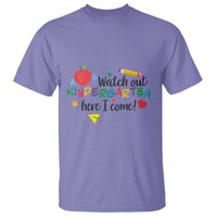 Watch Out Kindergarten Here I Come T Shirt Back To School Clock Apple Pen - Wonder Print Shop