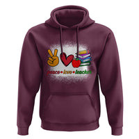 Teacher Hoodie Peace Love Teach Cute Apple Book Pencil - Wonder Print Shop