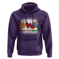 Teacher Hoodie Peace Love Teach Cute Apple Book Pencil - Wonder Print Shop