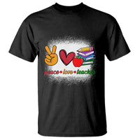 Teacher T Shirt Peace Love Teach Cute Apple Book Pencil - Wonder Print Shop