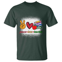 Teacher T Shirt Peace Love Teach Cute Apple Book Pencil - Wonder Print Shop