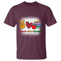 Teacher T Shirt Peace Love Teach Cute Apple Book Pencil - Wonder Print Shop