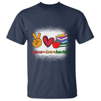 Teacher T Shirt Peace Love Teach Cute Apple Book Pencil - Wonder Print Shop