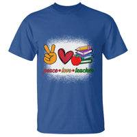 Teacher T Shirt Peace Love Teach Cute Apple Book Pencil - Wonder Print Shop