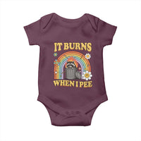 Funny It Burns When I Pee Baby Onesie Sarcastic Burning Racoon Meme - Wonder Print Shop