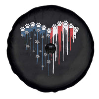 Patriotic Dog And Cat Paw American Flag Heart 4th Of July Spare Tire Cover - Wonder Print Shop